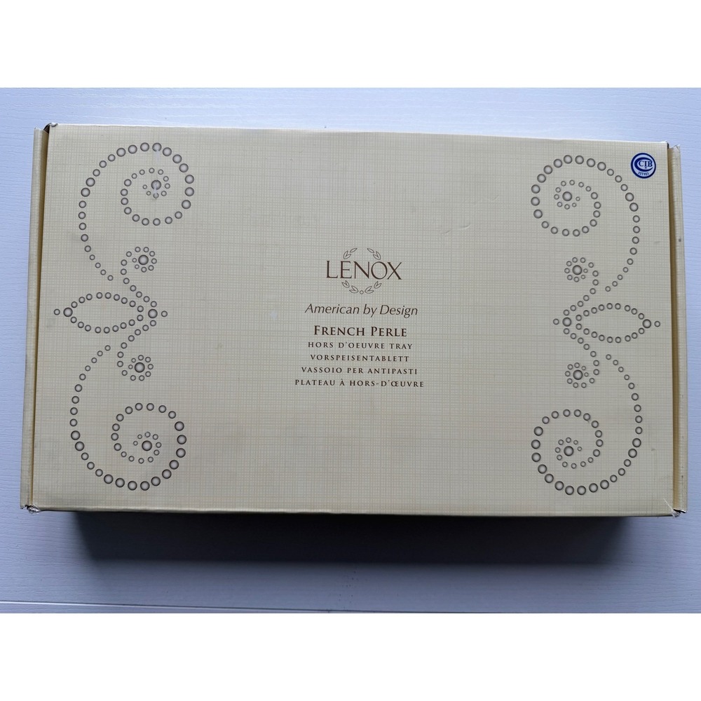 Lenox French Perle White Hors d'Oeuvre Tray Stoneware New in Box